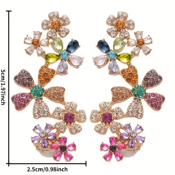 Last Chance! GORGEOUS! Sparkle Golden Floral Earrings - Picture 5 of 6